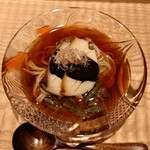 伯雲 - 鮑と蓴菜の冷たいお蕎麦