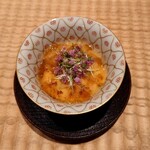 伯雲 - 岩手の紫雲丹と焼き玉蜀黍の冷製茶碗蒸し