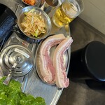 冷麺館 - サムギョプサル鍋②