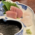 宵ノねこ - 刺身二種盛り(鮪、天然鮃)