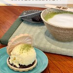 たたみやさんのカフェ いっぷく - アイス最中、抹茶ラテ