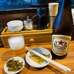 神虎 - 瓶ビールとアテ