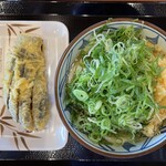 丸亀製麺 - 『なす天、冷かけうどん+ネギ･天かす』