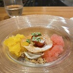 luogo - マスカルポーネ　リコッタチーズ　さくらんぼ　パッションフルーツとリキュールのグラニテ(2色)