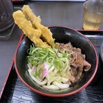 資さんうどん - ミニ肉ごぼう天ぶっかけうどん