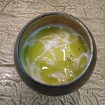 レヴォ - 〜大門素麺〜やぎチーズのスープに半生素麺をアルデンテに仕上げ、ふきのとうのソース添え