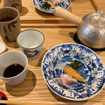 蕎麦 ろあん 湯村 - 蕎麦湯と香の物