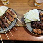 能代 - 串焼き盛合せ左(塩5種)、右(タレ5種)