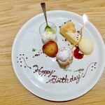 Restaurant Asakura - デザート(誕生日プレート+550円)