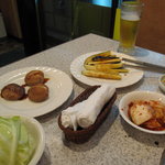 平和亭 - ナスとしいたけとゴマ油塩