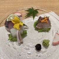 さんぽう西村屋 本店 - 鮮魚盛り合わせ(アジ・アオリイカ・イサキ)