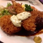 キッチンスズキ - mメンチカツ、カニコロッケ、海老フライ盛り合わせ