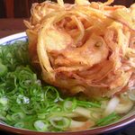 마루가메 세이멘 유메타운 사가점 - かけうどん（並）＋小エビのかき揚げ＋ネギ＝410円