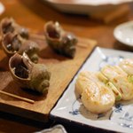 くし炉 番小屋 - つぶ貝＆ホタテ串