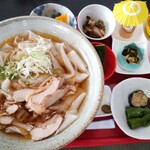 食彩遊膳 まる梅 - 夫のオーダーした男性オススメセット1180円(麺２倍盛り＋300円)