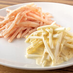 Radish salad with two-color mayonnaise sauce