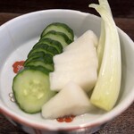 金町製麺 - 漬物(きゅうり、大根、エシャロット)