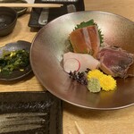 Kaisen Sumiyaki Dokoro Torata - 刺身三点盛り