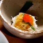 ト灯 - お通し(山芋そうめん・柚子胡椒乗せ)