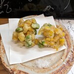 割烹 市川 - 玉蜀黍と枝豆の天麩羅