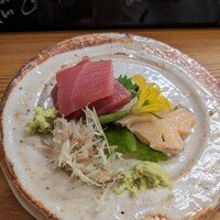 割烹 市川 - お造り　鮪と鮑