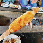 いろり焼 大柳 - 五平餅も焼けました。先端エゴマ、手元は山椒のハーフ&ハーフです。