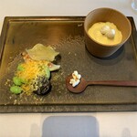 Restaurant TOYO Tokyo - トウモロコシのエスプーマ・ミモレットチーズ・じゃがいも・枝豆