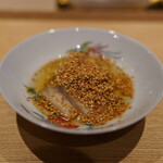 Uemura - 水茄子の揚げ浸し、蒸し鮑　炒り胡麻