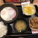 Yoshinoya - 2019/07/13 ハムエッグ牛小鉢定食