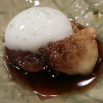 うぶか - 25年9月　無花果のキャラメリゼ　ピノノワール煮　シャンパンの泡　ライムの香り