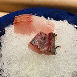 新日本料理おぶね - 御前崎の天然カンパチ、舞坂の鯵の刺身