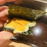 新日本料理おぶね - 越前の蒸し鮑、鰹の酒盗のジェラート