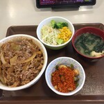 すき家 - 牛丼特盛、サラダセット、トリプルニンニク、　