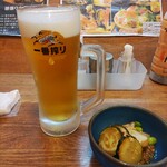 Hamayaki Kaisen Izakaya Daishousuisan - 生ビール   お通し
