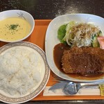 Kino Kuni - 洋食屋さんのとんかつセット（ロース）ライス極大 税込1300円