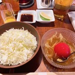 Ginza Katsukami - 最初にサラダ、チェリートマトとお出汁のジュレ