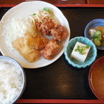 お食事処みのり - トリカラ揚とイカフライ定食