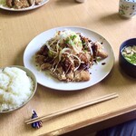 味処 つくし - 豚ロース＆鶏ササ身の竜田揚げ(サラダ仕立て)