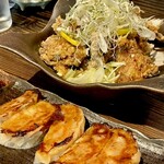 遊食友輝 - 油淋鶏と明太チーズ餃子