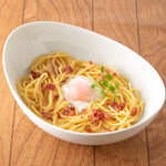 Carbonara with soft-boiled egg