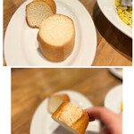 カフェバー＆ダイニング CANTINA - セットのバケットは、厚切りのフランスパンが2枚、トーストしての提供。
食べ応えがあります♪(*ﾟ∀ﾟ*)