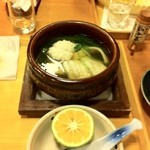 三友居 - 大菜　鱧しゃぶ　松茸と壬生菜、京麸入り