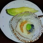 与し田 - 水菓子､メロン､ブルーベリー、桃の゙ゼリー寄せ