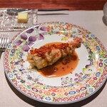 Saucer - 車海老、地鶏ムースを巻いたフリット