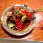 恵比須丸 - アジの南蛮はたっぴりのトマトで。