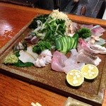 恵比須丸 - 刺身盛です。美味しそう。
