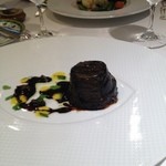 レストラン アラジン - 茄子とサーディンのシャルロット作り、ルイユと香草、バルサミコソース　2013-8