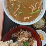 藪そば処　八文目 - 天丼そばセット(カレー南）