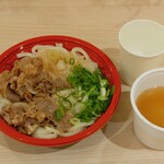 フレスタ - おろしぶっかけ牛肉うどん と 無料の味噌汁 (2023.07.19)