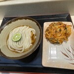 讃岐うどん めりけんや - すだちぶっかけ並＆かき揚げ